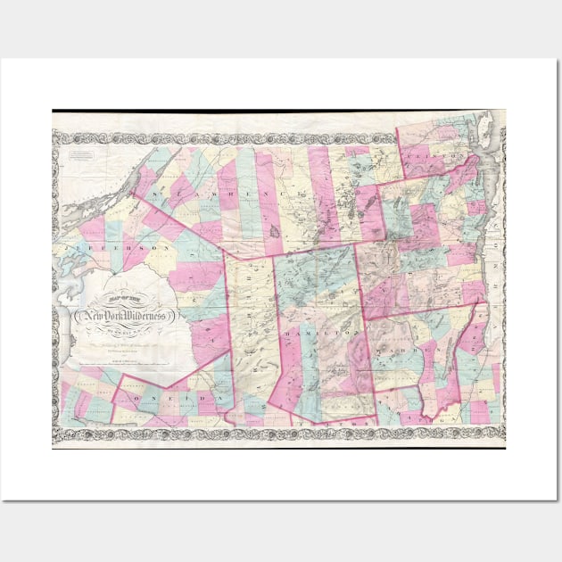 Vintage Map of The Adirondack Mountains (1867) Wall Art by Bravuramedia